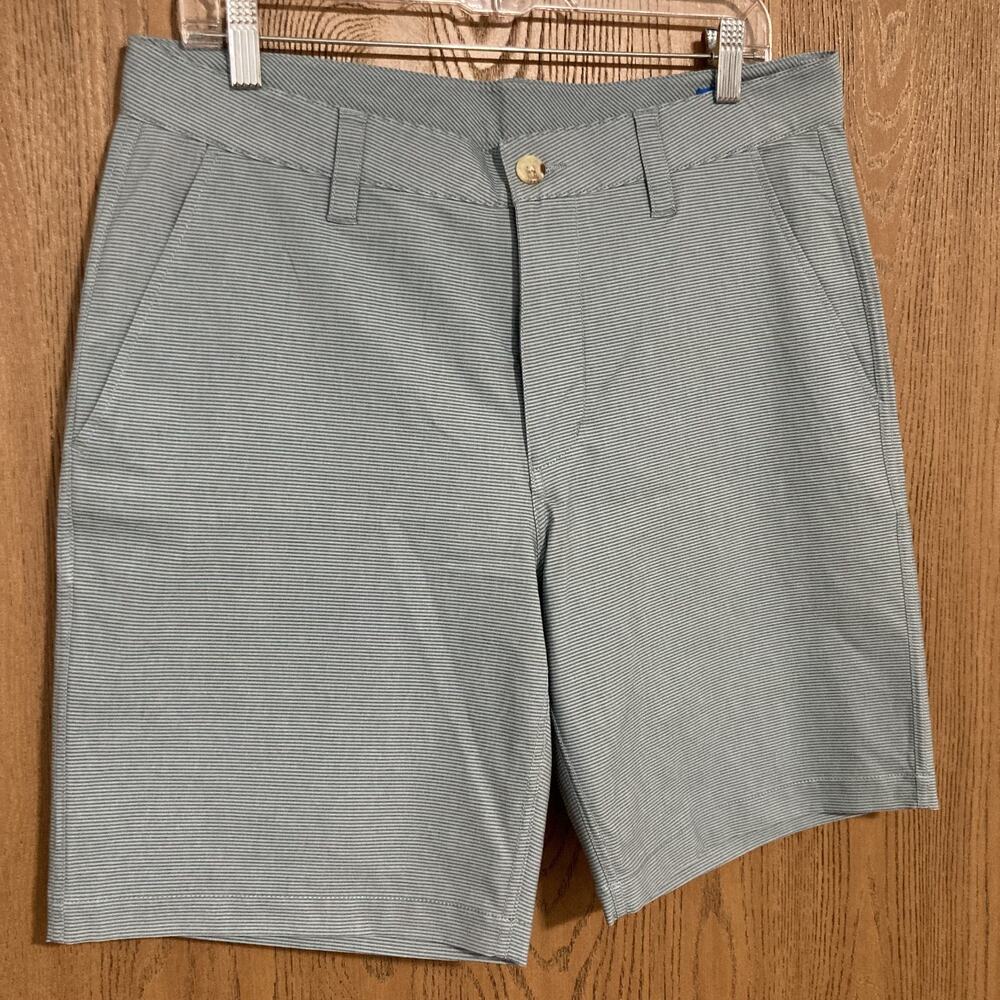 Southern Tide Shorts Mens 34 Seersucker Striped Golf Fishing Chino Blue Green 9”